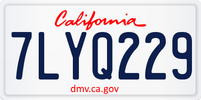 CA license plate 7LYQ229