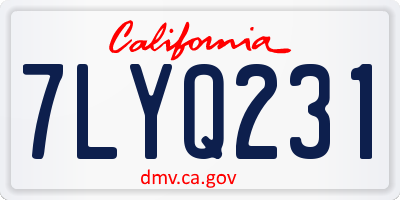 CA license plate 7LYQ231