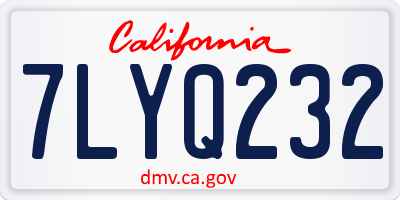 CA license plate 7LYQ232