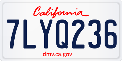 CA license plate 7LYQ236
