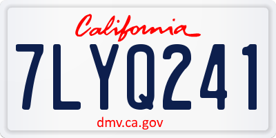 CA license plate 7LYQ241