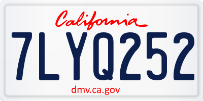 CA license plate 7LYQ252
