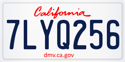 CA license plate 7LYQ256