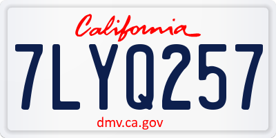 CA license plate 7LYQ257