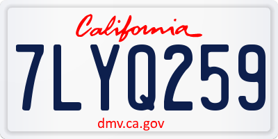 CA license plate 7LYQ259