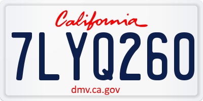 CA license plate 7LYQ260