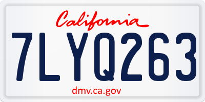 CA license plate 7LYQ263