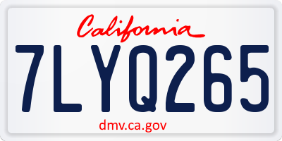 CA license plate 7LYQ265