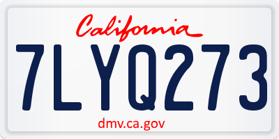CA license plate 7LYQ273