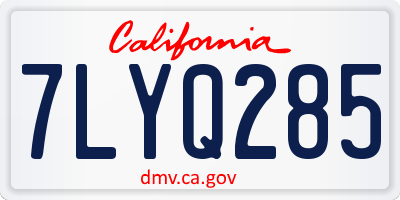 CA license plate 7LYQ285