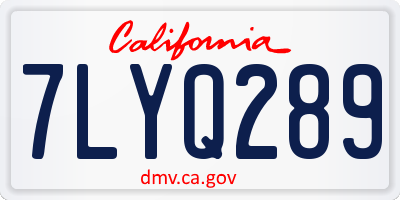 CA license plate 7LYQ289