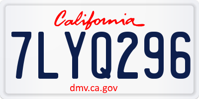 CA license plate 7LYQ296