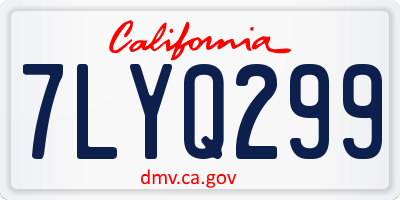 CA license plate 7LYQ299