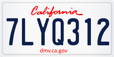 CA license plate 7LYQ312