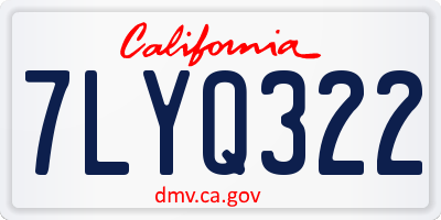 CA license plate 7LYQ322