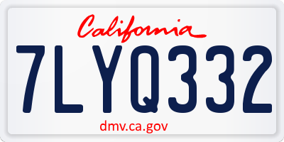 CA license plate 7LYQ332