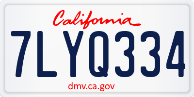 CA license plate 7LYQ334