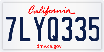CA license plate 7LYQ335