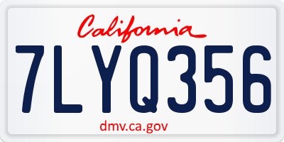 CA license plate 7LYQ356