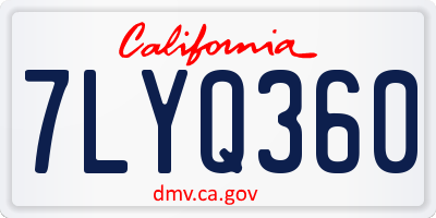 CA license plate 7LYQ360