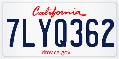 CA license plate 7LYQ362