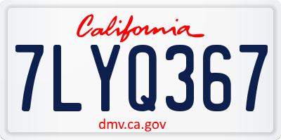 CA license plate 7LYQ367