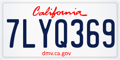 CA license plate 7LYQ369