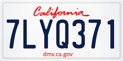 CA license plate 7LYQ371