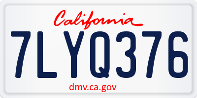 CA license plate 7LYQ376