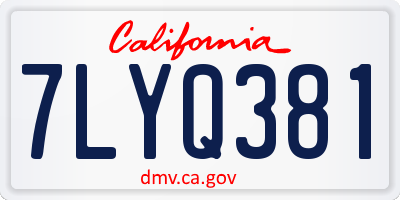 CA license plate 7LYQ381