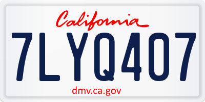 CA license plate 7LYQ407