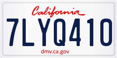 CA license plate 7LYQ410
