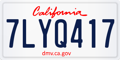 CA license plate 7LYQ417