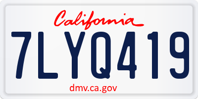 CA license plate 7LYQ419