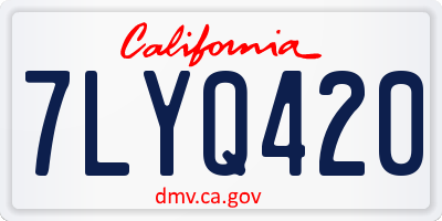 CA license plate 7LYQ420