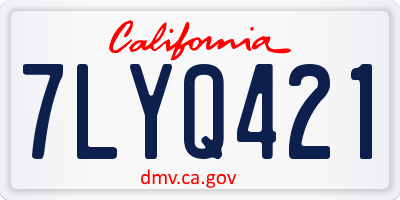 CA license plate 7LYQ421