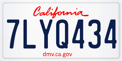 CA license plate 7LYQ434