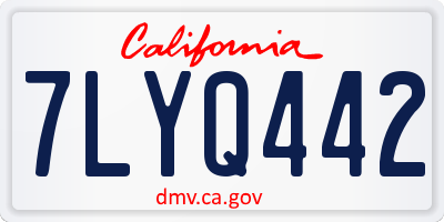 CA license plate 7LYQ442