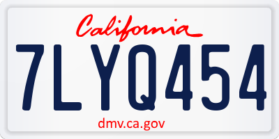 CA license plate 7LYQ454