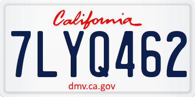 CA license plate 7LYQ462