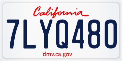 CA license plate 7LYQ480