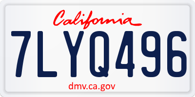 CA license plate 7LYQ496