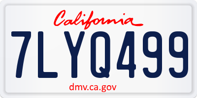 CA license plate 7LYQ499