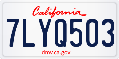 CA license plate 7LYQ503