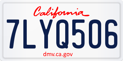 CA license plate 7LYQ506