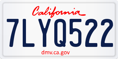 CA license plate 7LYQ522