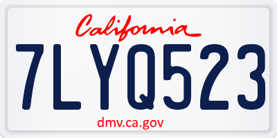 CA license plate 7LYQ523