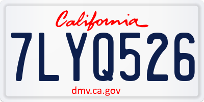 CA license plate 7LYQ526
