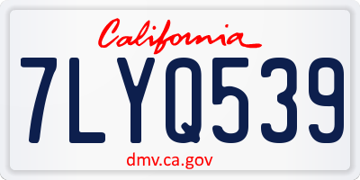 CA license plate 7LYQ539