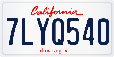 CA license plate 7LYQ540